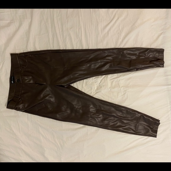Brown Zara skinny pants with side zippers - Picture 2 of 4